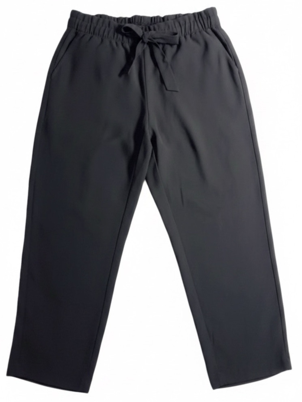 LOFT Black Elastic Waist Wide Leg Pull-On Pants with Drawstring